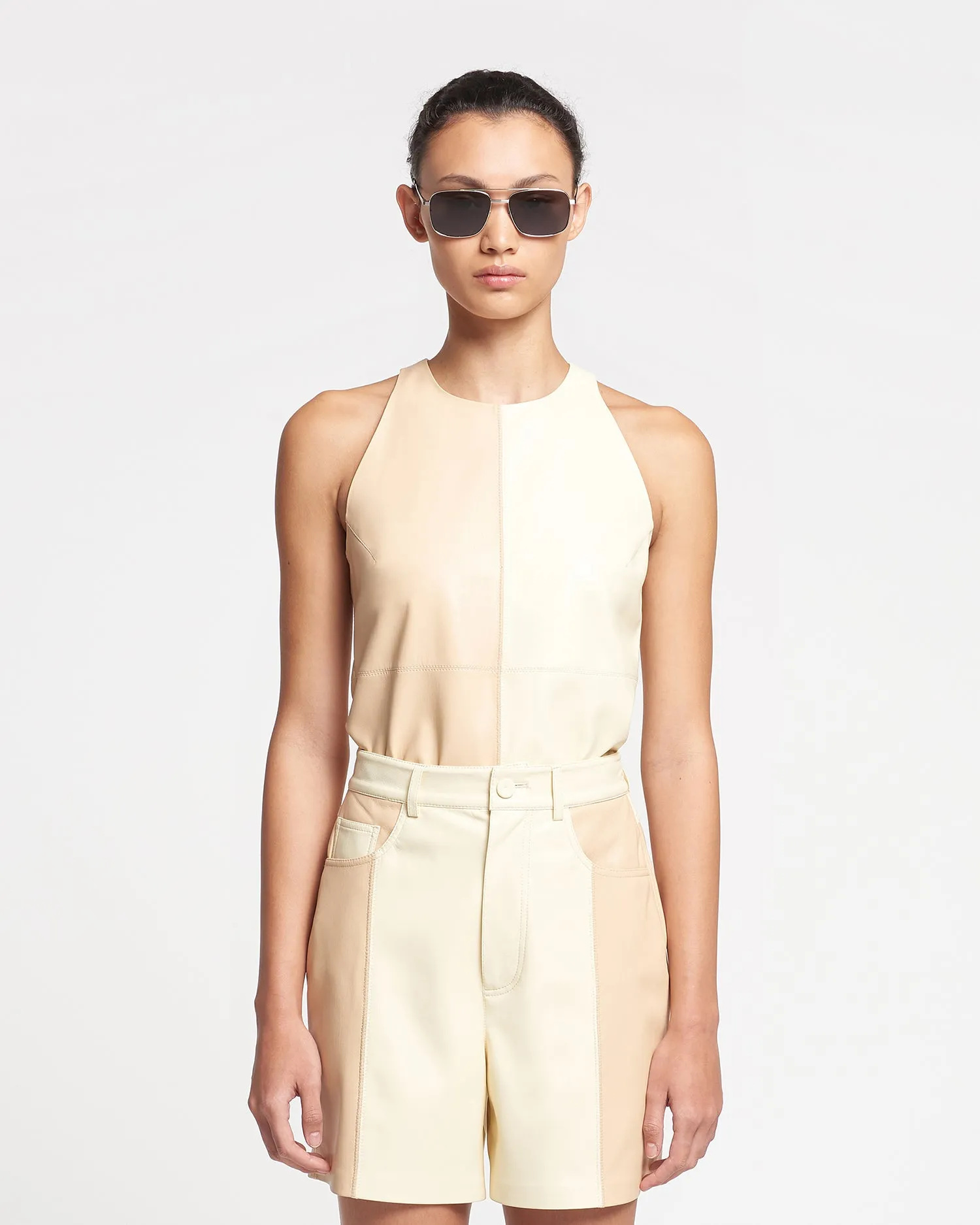 Teza - Alt-Leather Top - Eggshell/Vanilla