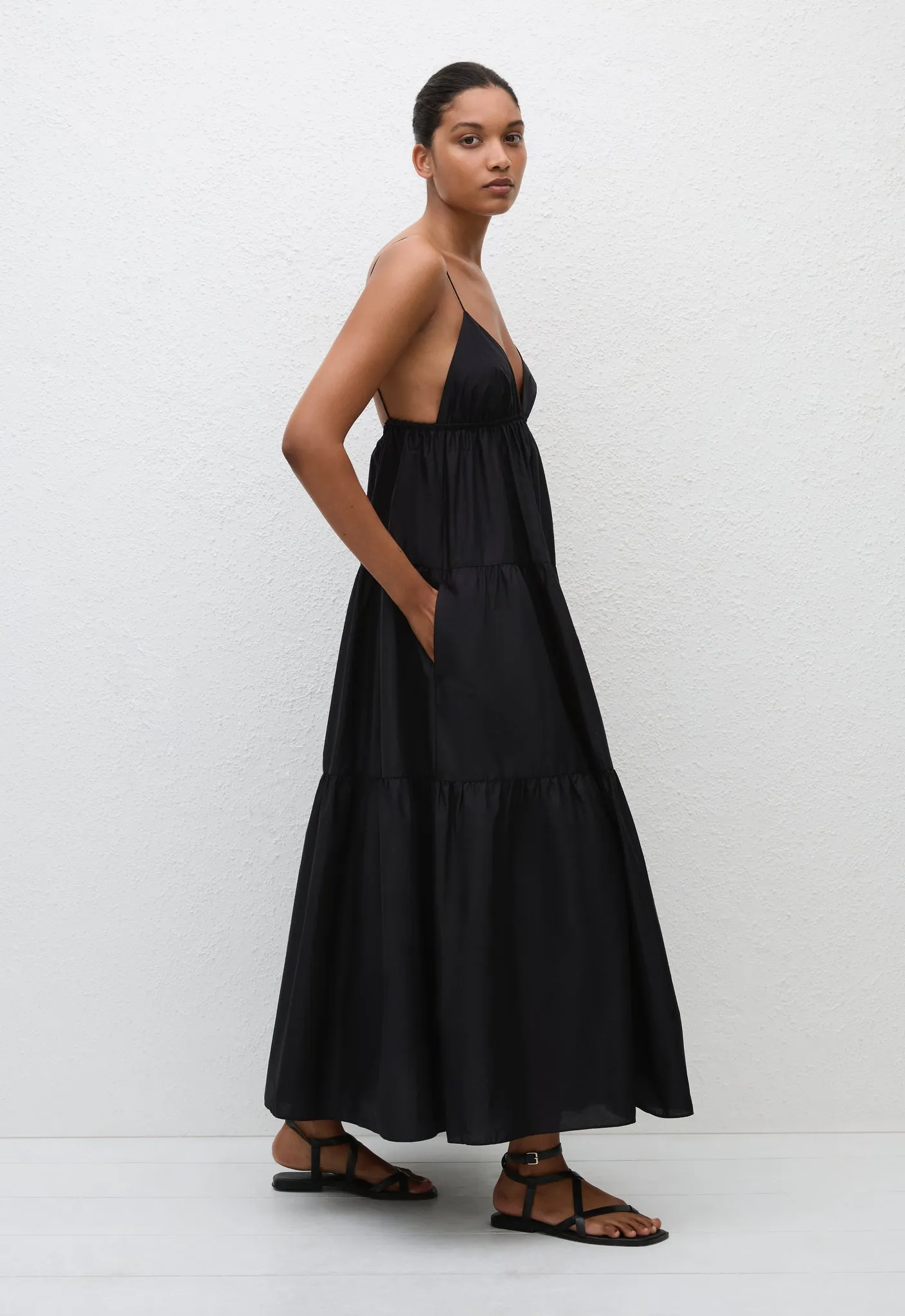 Triangle Tiered Sundress - Black