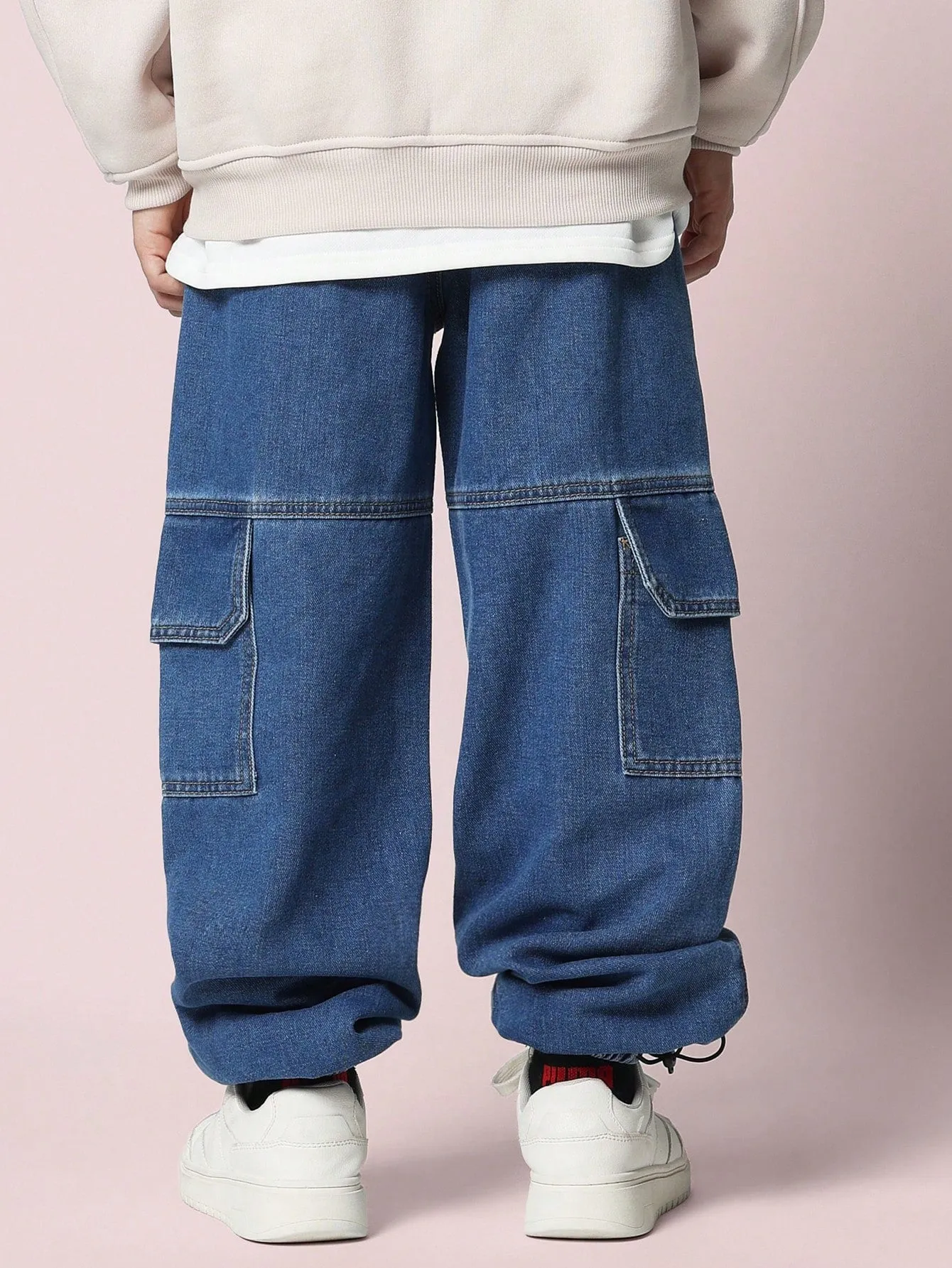 Tween Boys Comfy Relaxed Fit Cargo Denim Jogger Jean