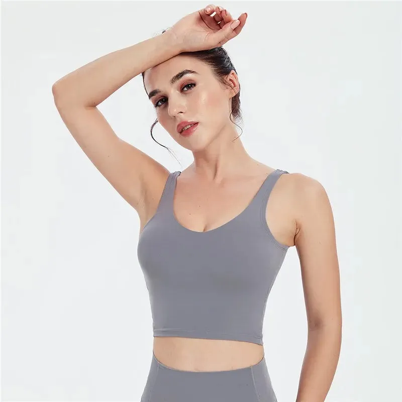 Women Backless Bralette Wire Free Seamless Streetwear Crop Top Sports Bra