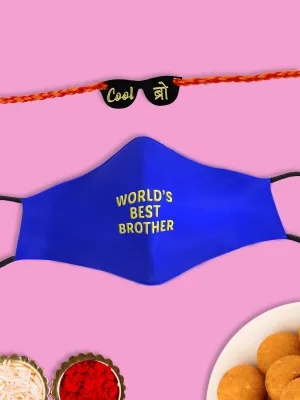 World's best brother embroidered face mask   Cool Bro Rakhi Combo