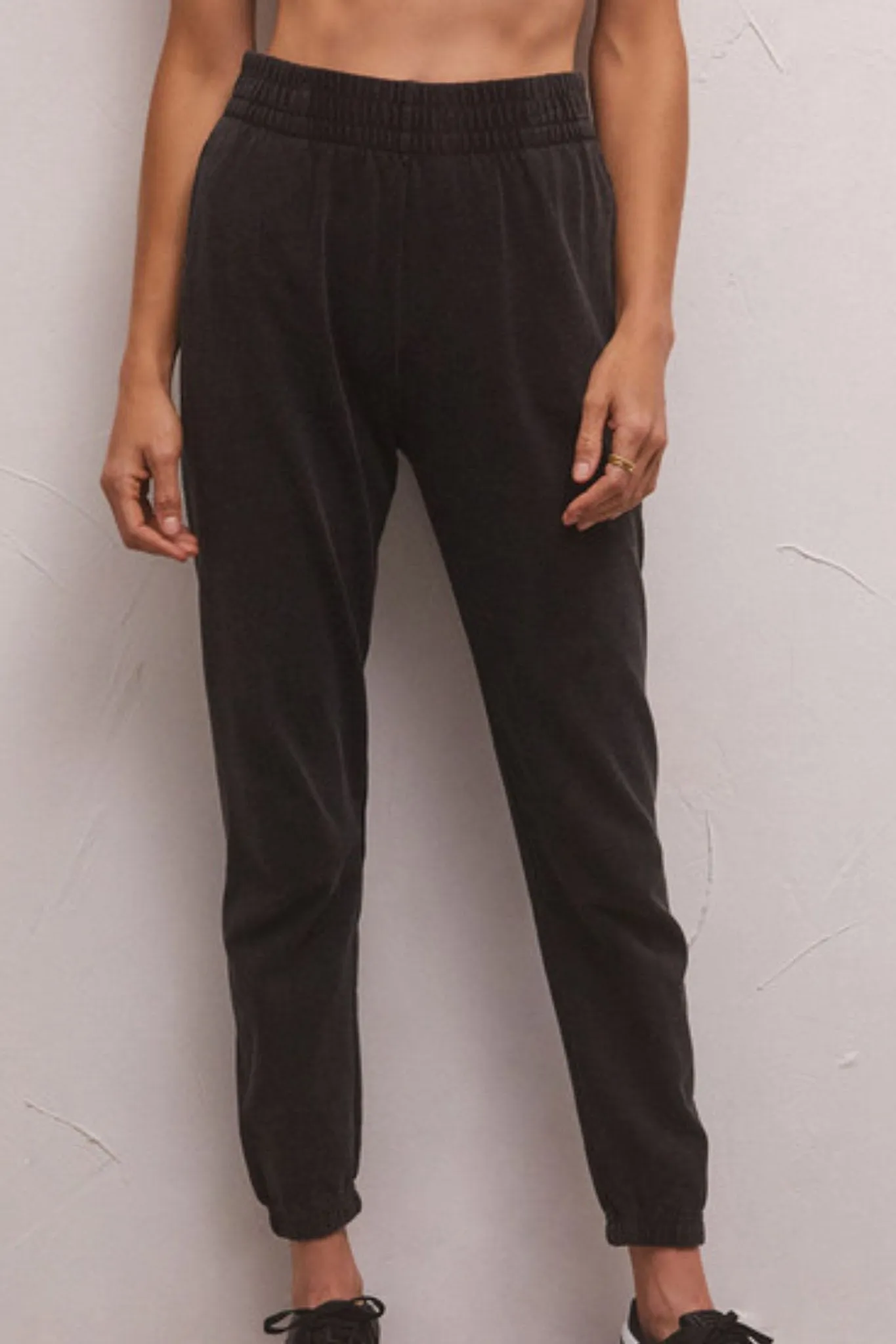Z Supply: Slim Knit Denim Jogger in Vintage Black